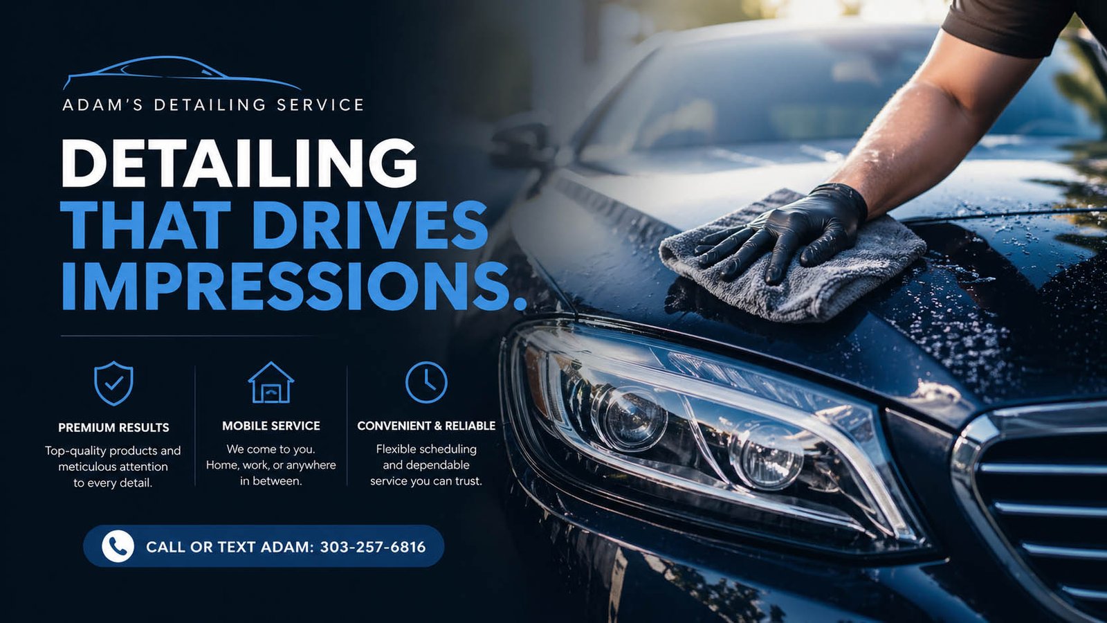 Adam detailing a customer vehicle